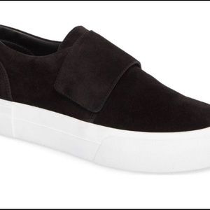 VINCE Suede Velcro Sneakers in Navy Blue